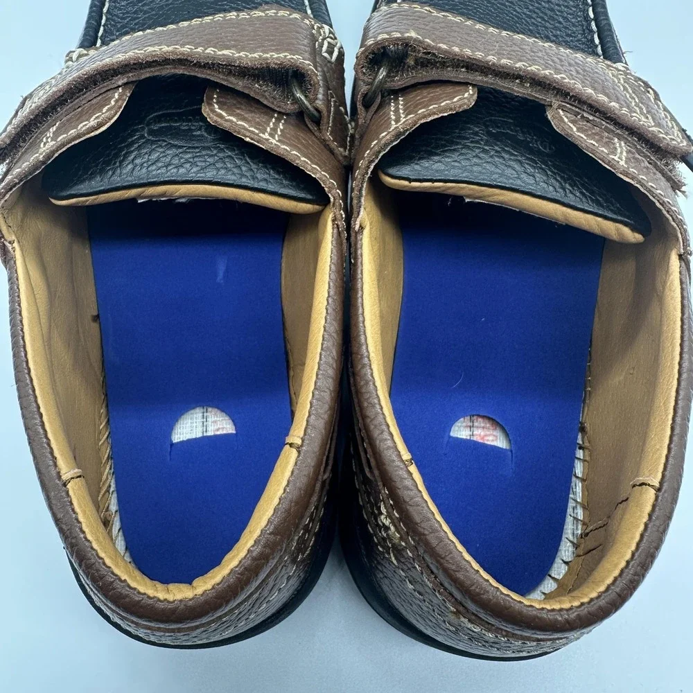 Dr Comfort Shoes Mens Size 11 W‎ Brown Leather Boat Hook & Loop Orthopedic